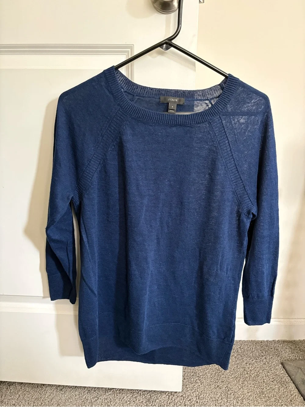 J. Crew Women's Navy Lightweight Linen Crewneck Sweater